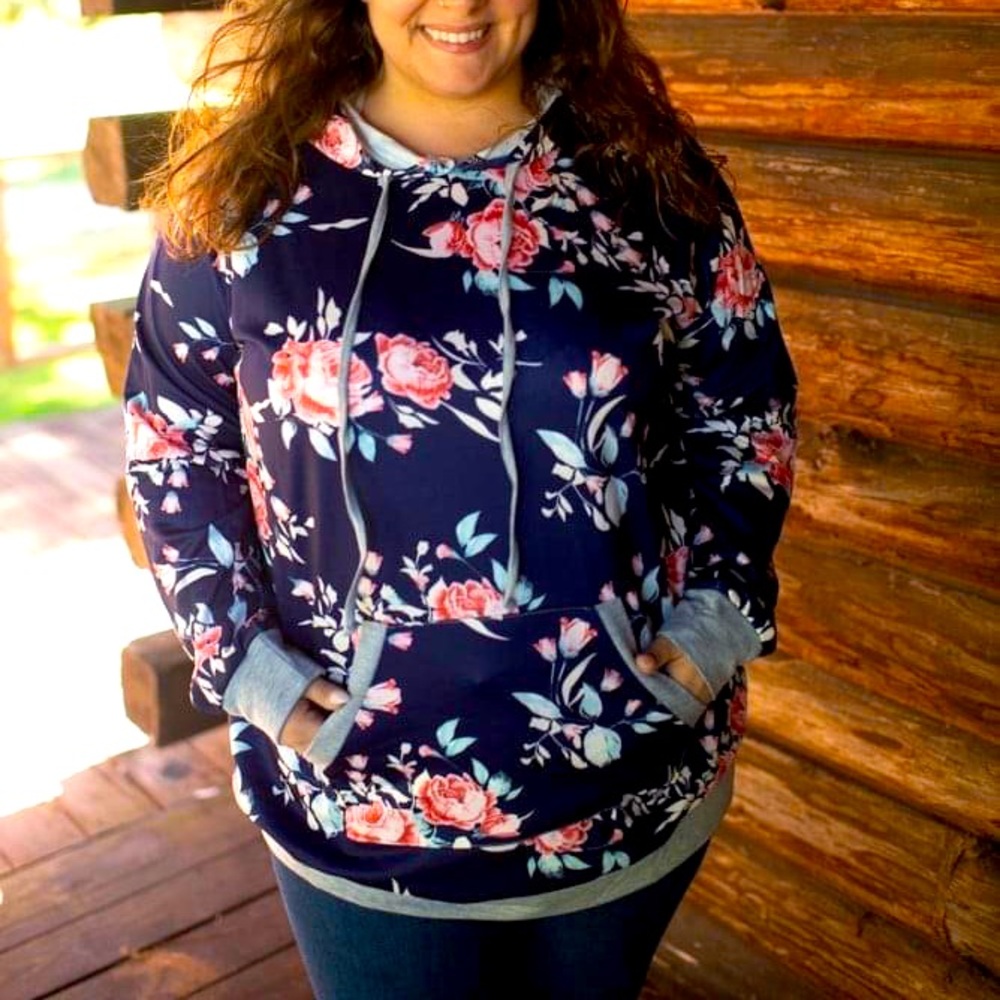 Gorgeous floral hoodie with kangaroo pocket